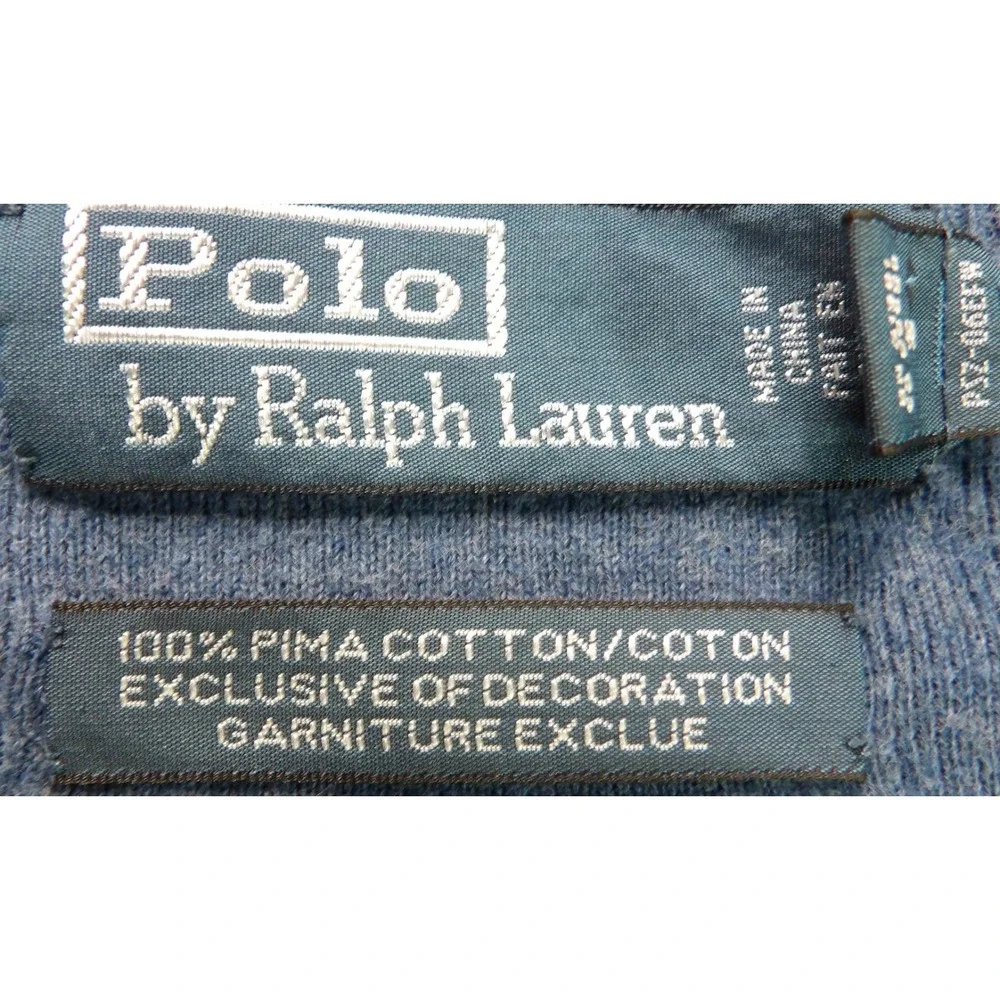 Polo by Ralph Lauren V Neck Sweater Men L Blue Pima Cotton Pony Classic Pullover